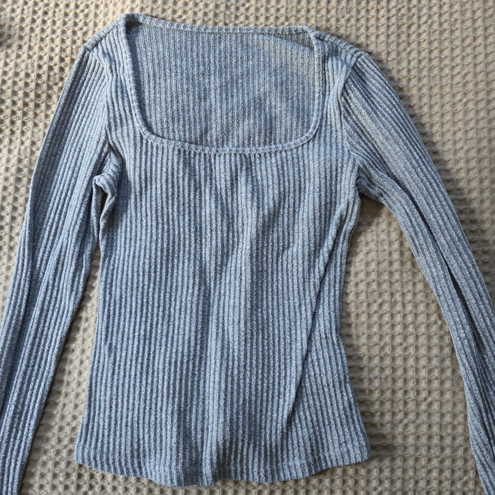 SHEIN Ribbed Knit Top in Gray